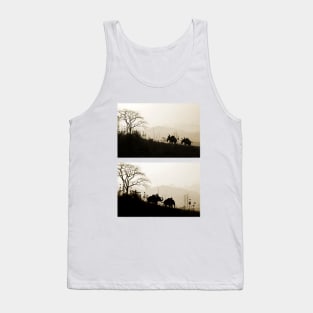 Elephants Trekking In The Jungle Diptych Photographs Tank Top